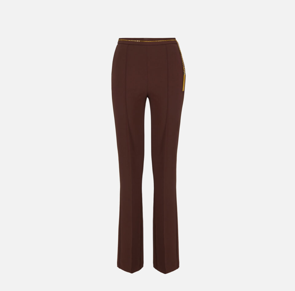 Pantaloni in crêpe leggero con catena gioiello PA14157E2