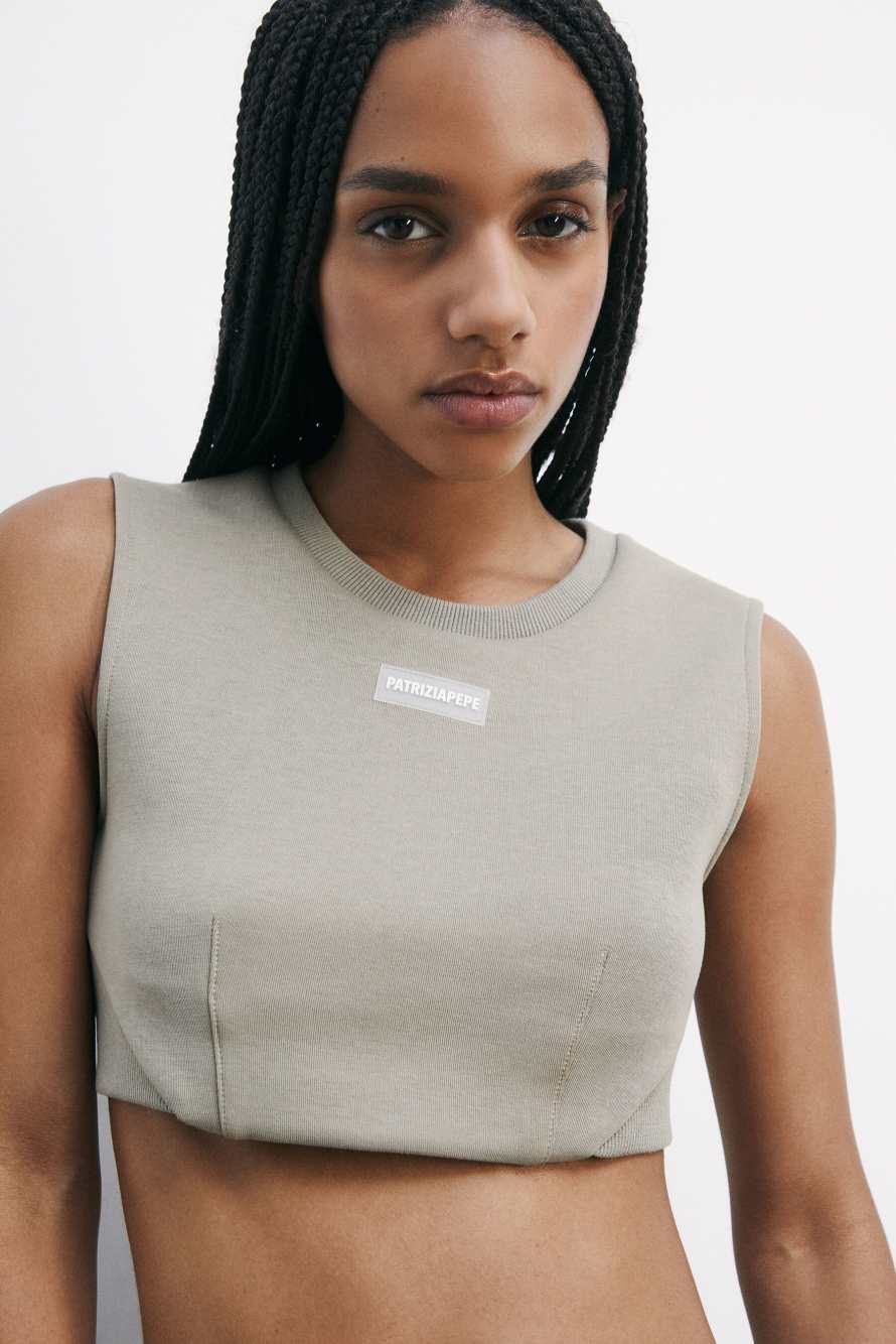 Crop top stretch smanicato PATRIZIA PEPE