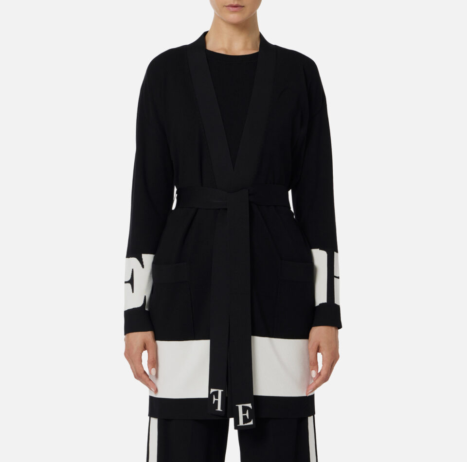 Cardigan in viscosa con bande lucide Elisabetta Franchi MK02S56E2 Nero