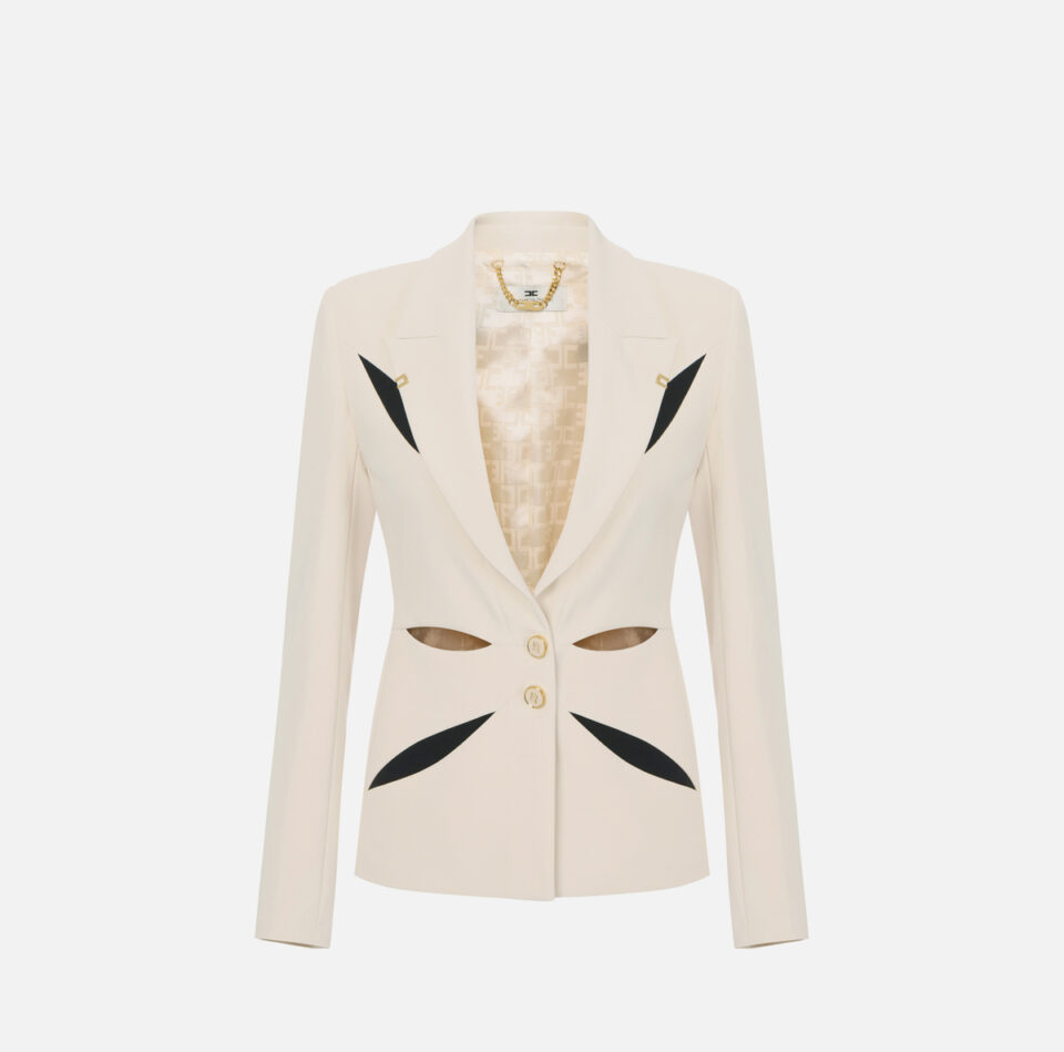 Giacca in crêpe leggero con cut-out bicolore