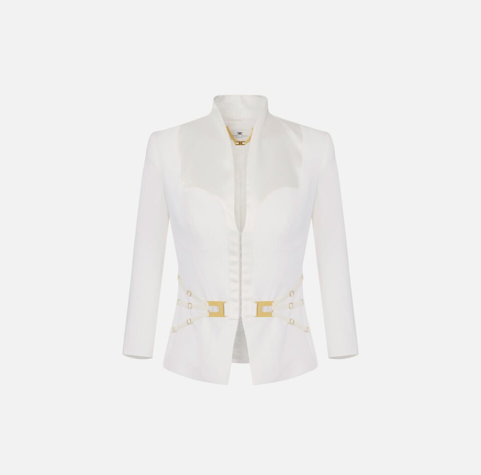 Giacca in doppio crêpe stretch e raso