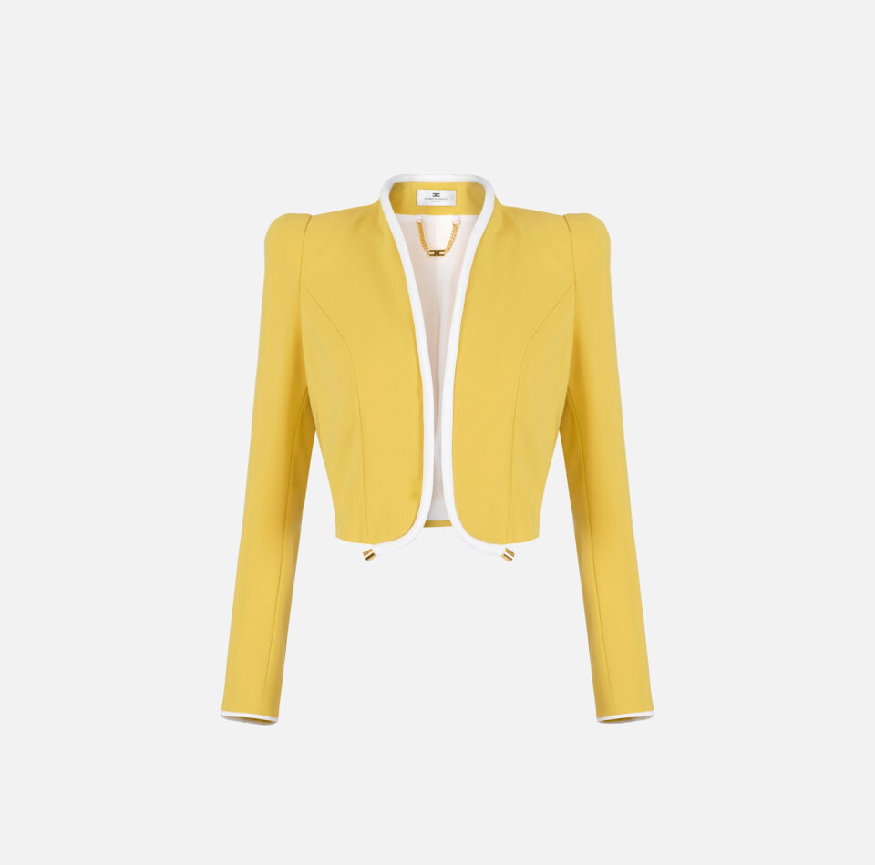 Giacca in crêpe leggero con piping 3D