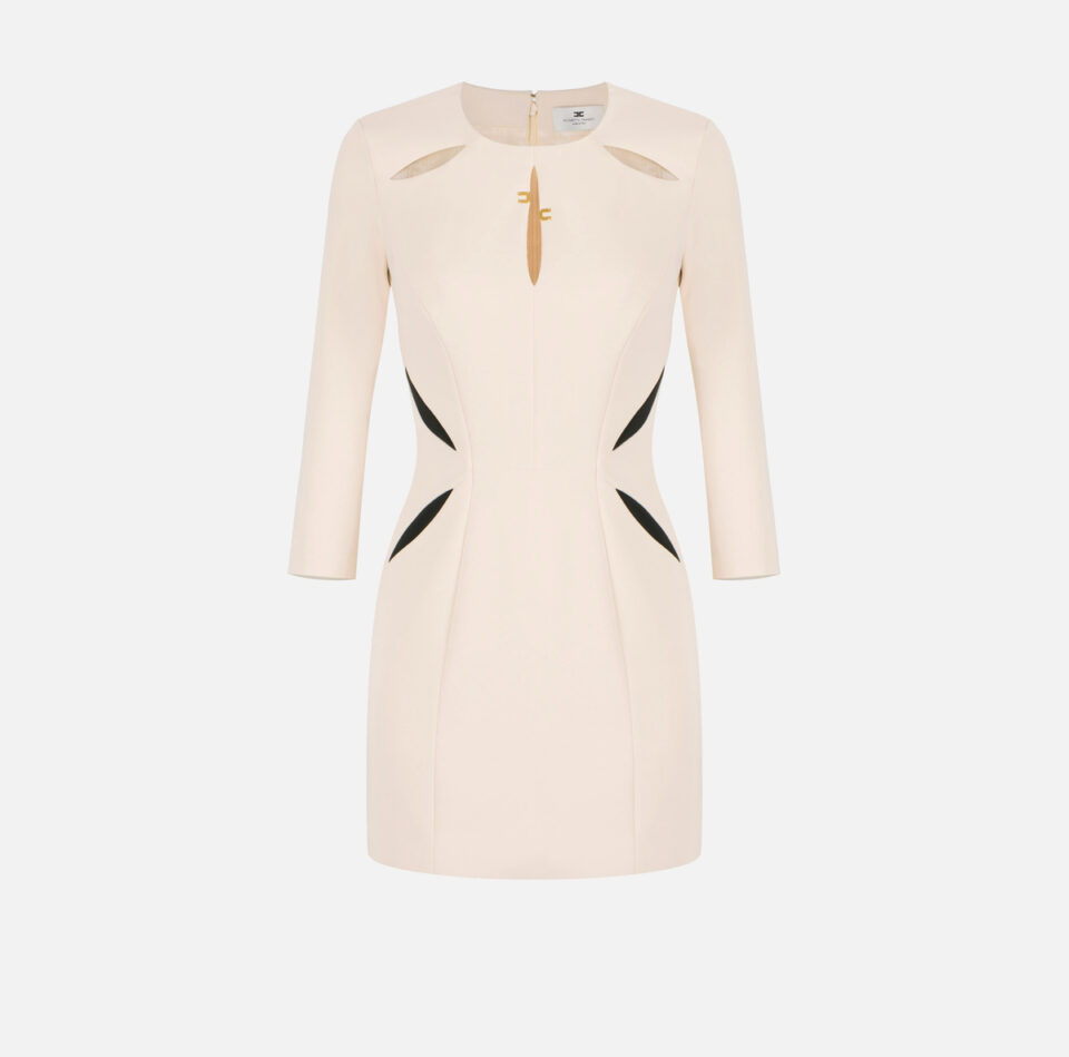 Mini abito in crêpe leggero con cut-out bicolore