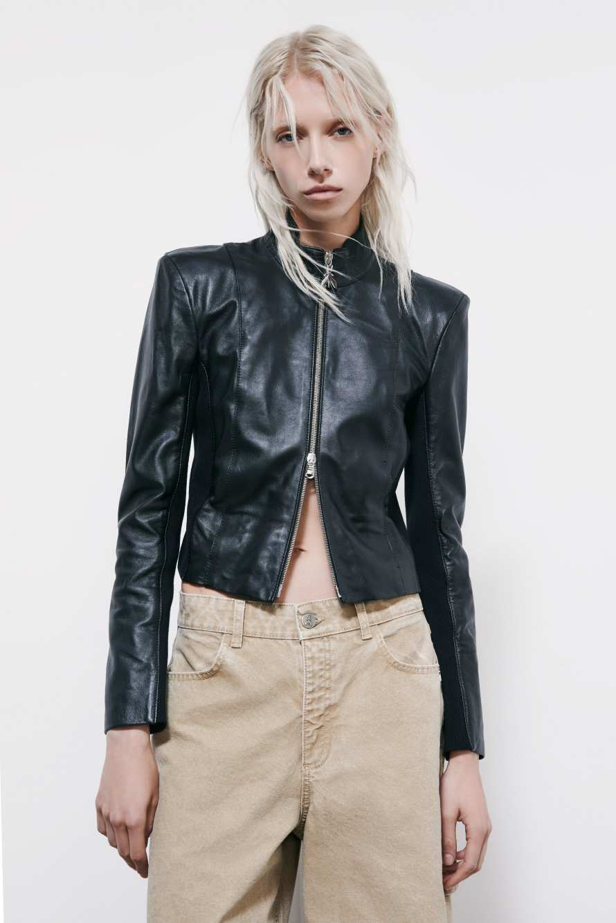 Giacca biker in pelle con inserti in maglia Patrizia Pepe