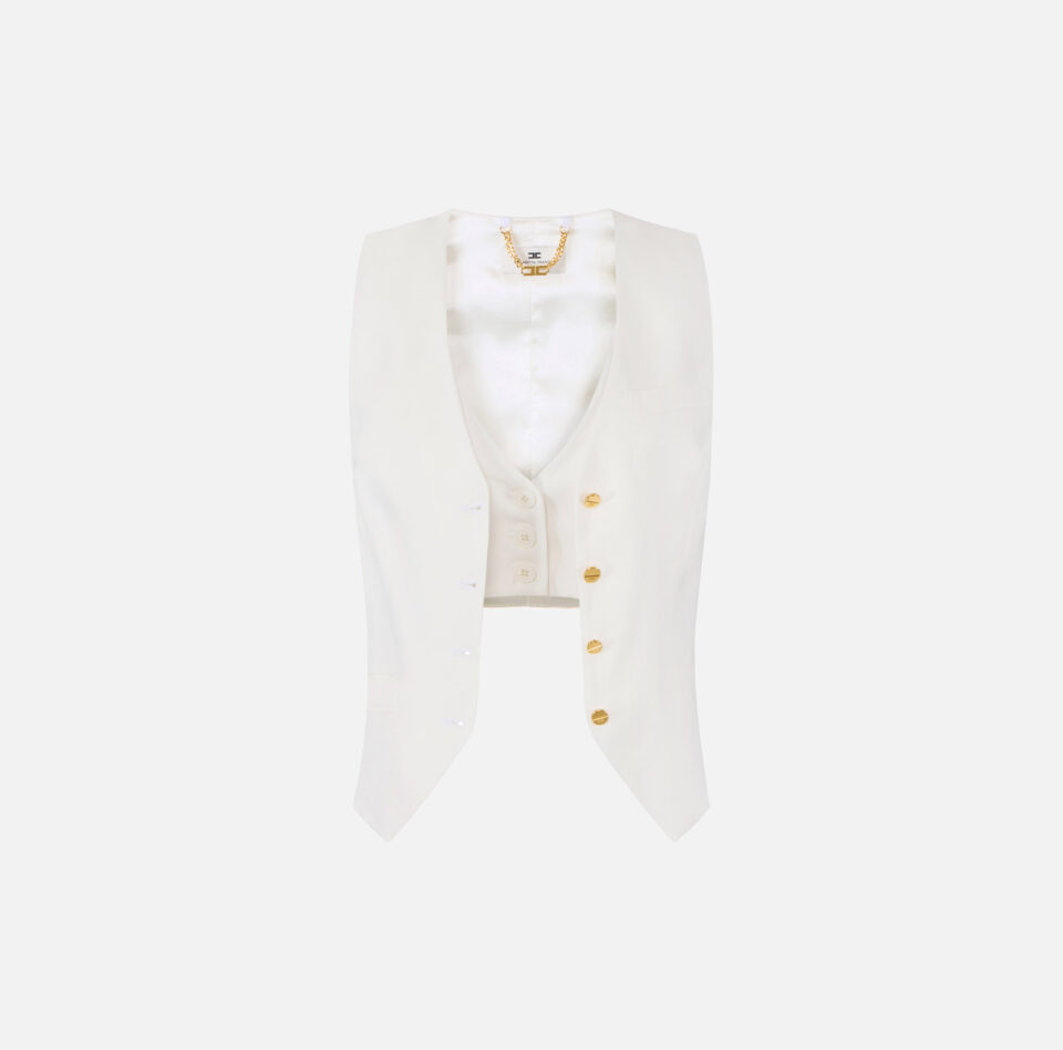 Gilet in misto lino e crêpe