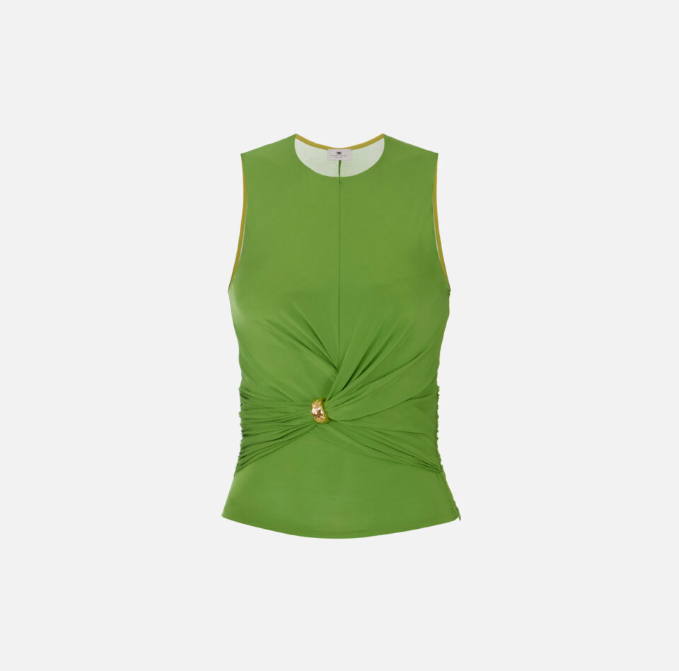 Top in jersey con dettaglio gioiello