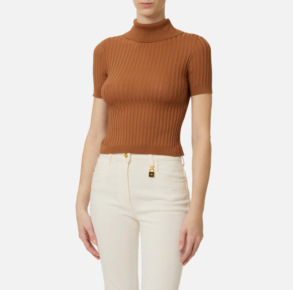 Top in maglia con trasparenze