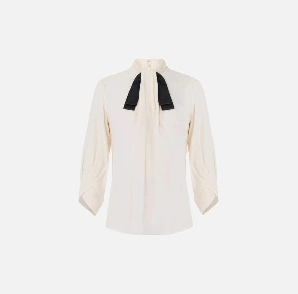 Blusa in georgette con cravattino